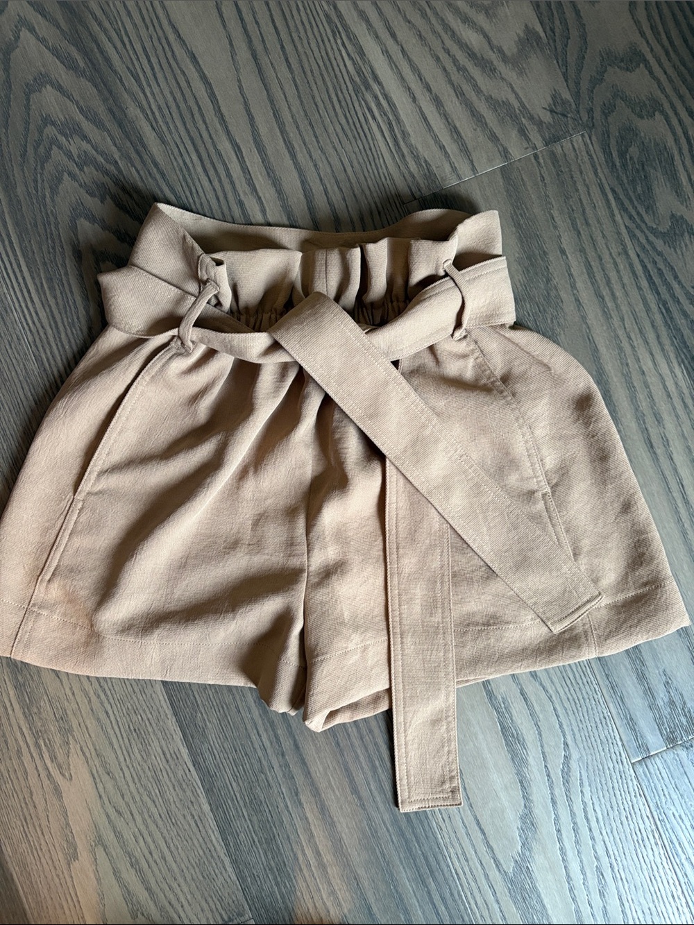 Wilfred High-Waist Paperbag Tie Belt Shorts - Beige
